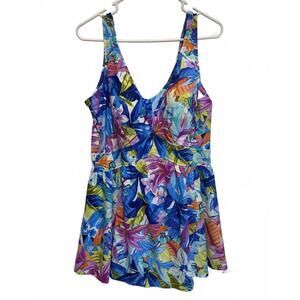 Maxine of Hollywood Potpourri Empire Swim Dress Plus Size 20W